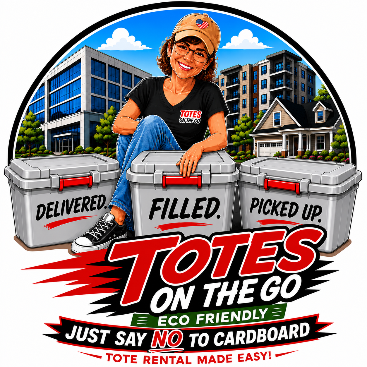 Totes On The Go logo with three sanitized rental totes